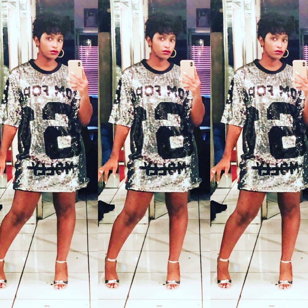 Tom Ford Silver Sequin T-Shirt dress.